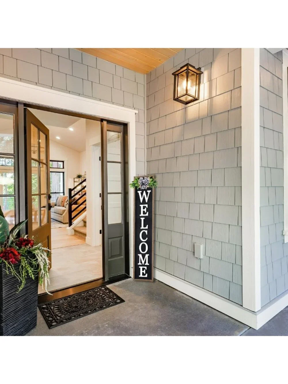 Charming Outdoor Welcome Sign for Front Porch - 45”x9” Rustic Wood Decor